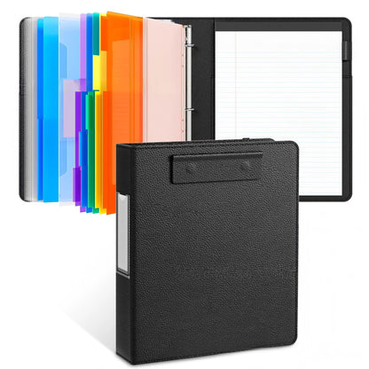 🎖️PU Leather 3-Ring Binder Clipboard with Storage & Magnetic Clip