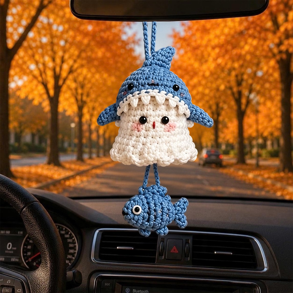 🎖️Halloween 2026 Crochet Ghost Car Charm, Handmade Mirror Accessory