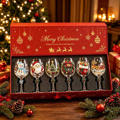 🎖️Christmas Wine Glass Collection Gift Box Set, Santa Christmas Wine Glass