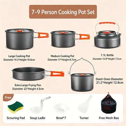 ✨HOT SALE 49% OFF🍳2026 Pro Outdoor Camping Cookware: 3-in-1 Ultra-Light Pots, Pans & Kettle Set! 🏕️🛒