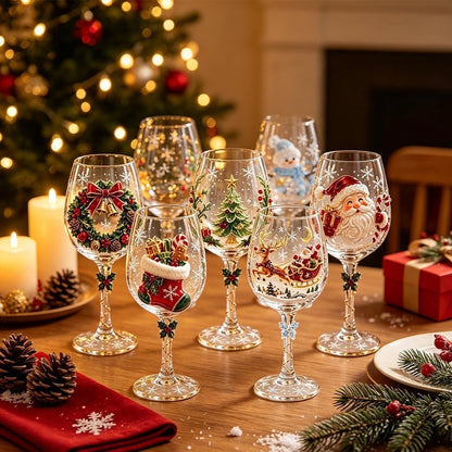 🎖️Christmas Wine Glass Collection Gift Box Set, Santa Christmas Wine Glass