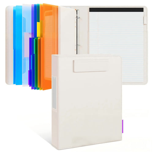 🎖️PU Leather 3-Ring Binder Clipboard with Storage & Magnetic Clip