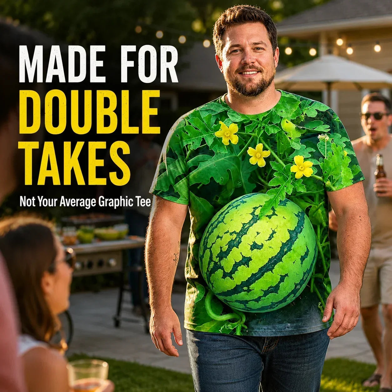 🔥🍉 Funny 3D Watermelon Belly T-Shirt – Summer Novelty Graphic Tee