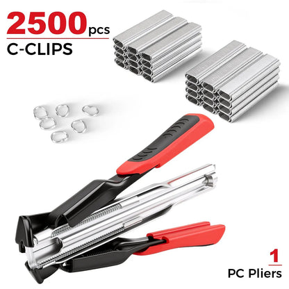 ✨Spring-Loaded Hog Ring Pliers Kit with 500 C-Clips