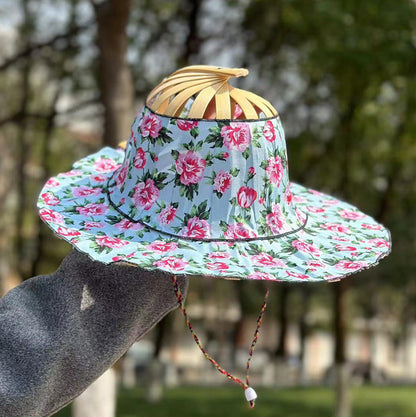 🎖️New Unisex Summer Fashion Bamboo Fan Hat Foldable Bamboos Sun Protection Caps for Outdoor Sports Travel Worker