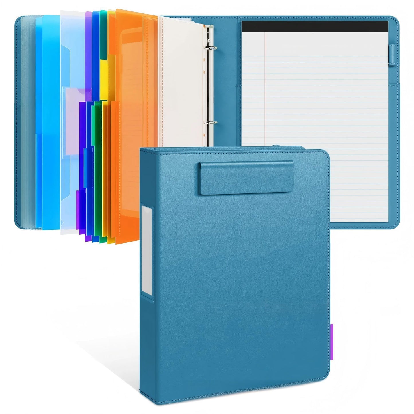 🎖️PU Leather 3-Ring Binder Clipboard with Storage & Magnetic Clip