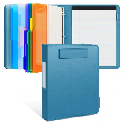 🎖️PU Leather 3-Ring Binder Clipboard with Storage & Magnetic Clip