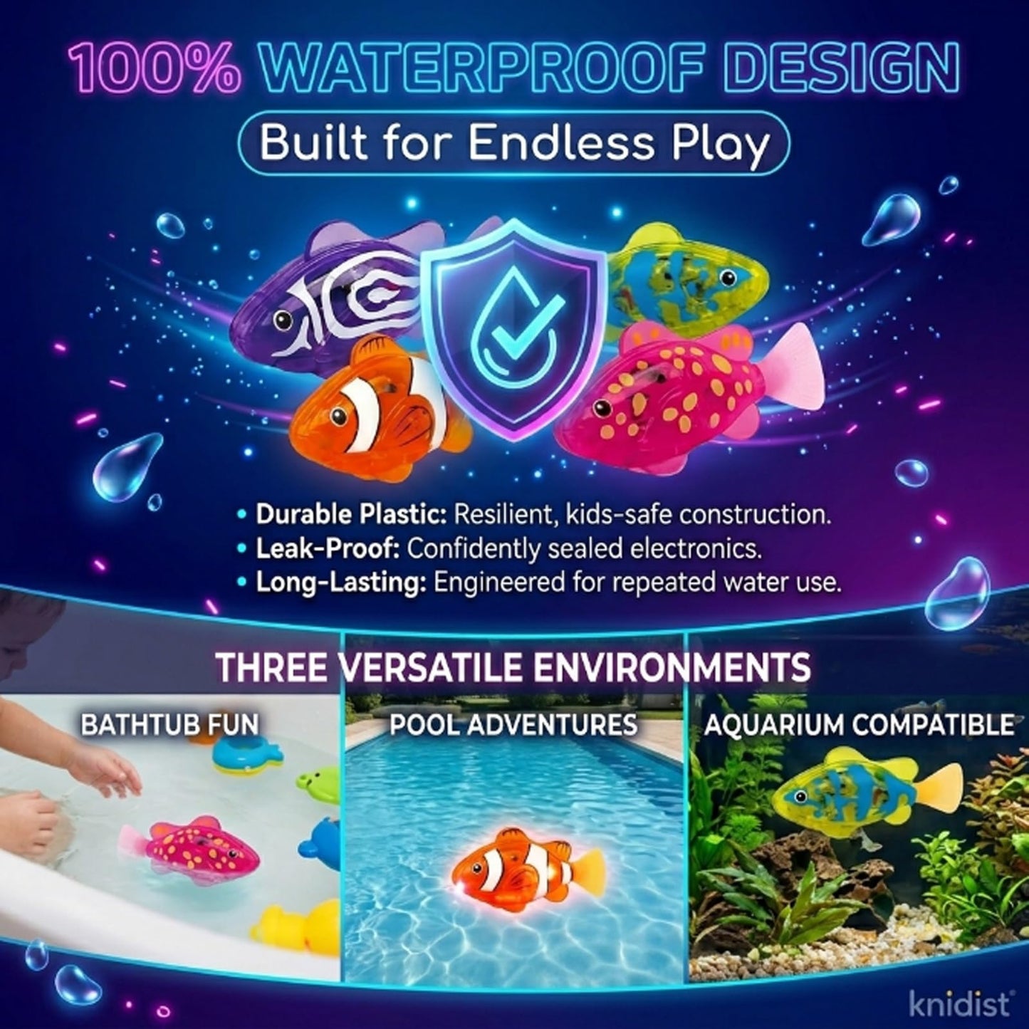 🎖️Swimming Robot Fish – LED Light Up Interactive Toy for Water
