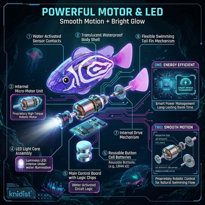 🎖️Swimming Robot Fish – LED Light Up Interactive Toy for Water