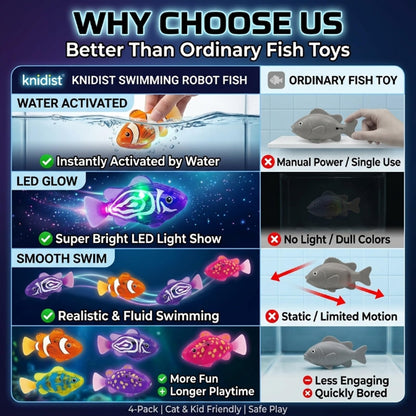 🎖️Swimming Robot Fish – LED Light Up Interactive Toy for Water