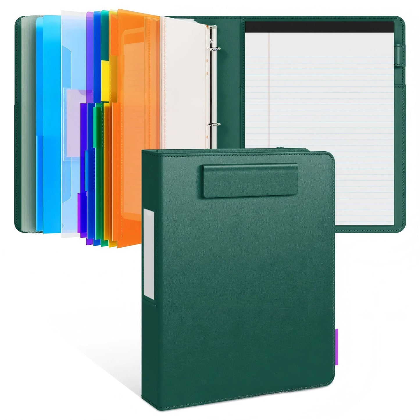 🎖️PU Leather 3-Ring Binder Clipboard with Storage & Magnetic Clip