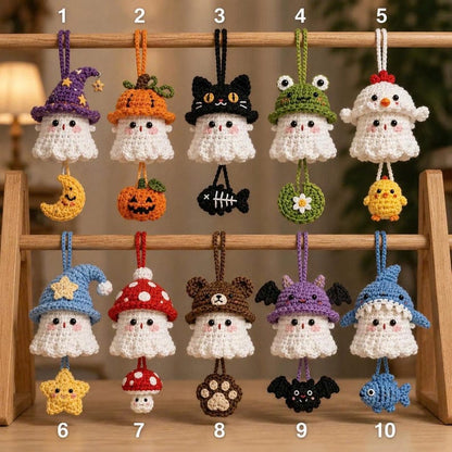🎖️Halloween 2026 Crochet Ghost Car Charm, Handmade Mirror Accessory