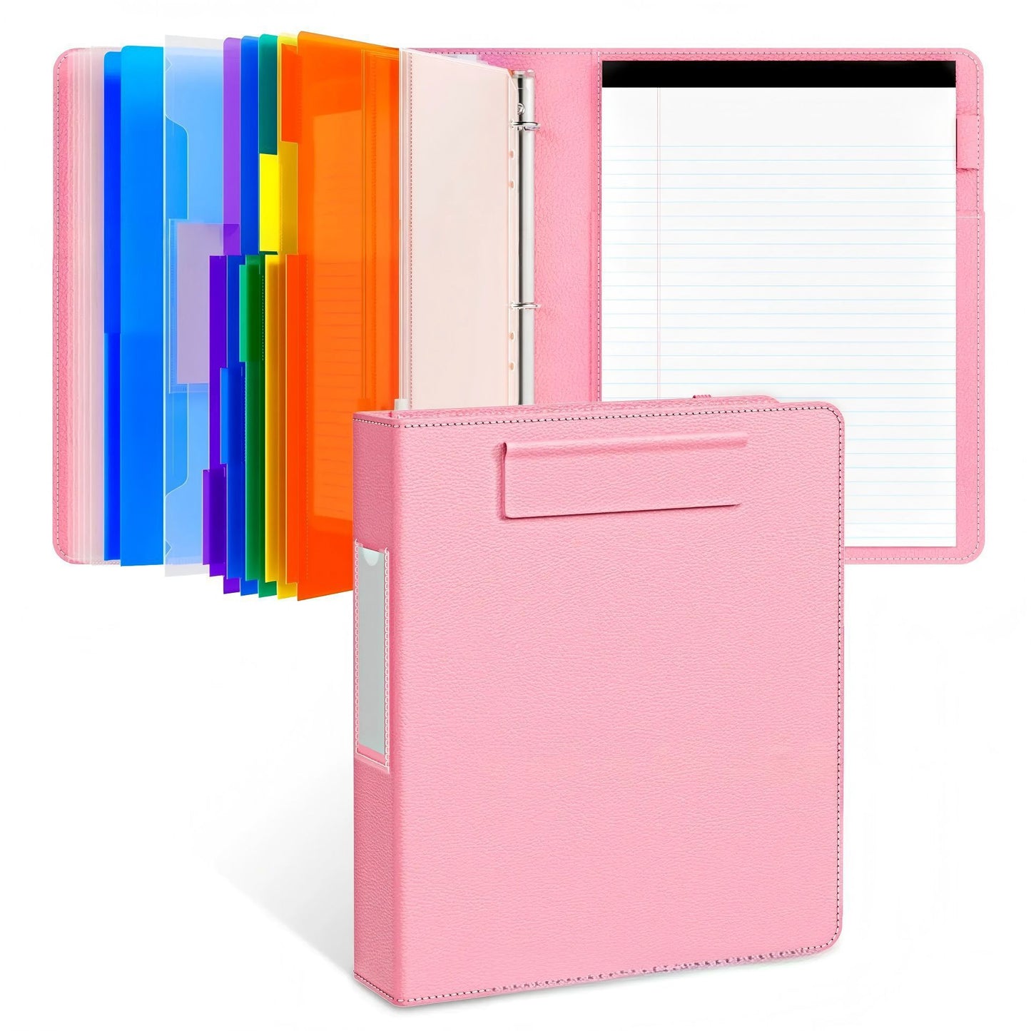 🎖️PU Leather 3-Ring Binder Clipboard with Storage & Magnetic Clip