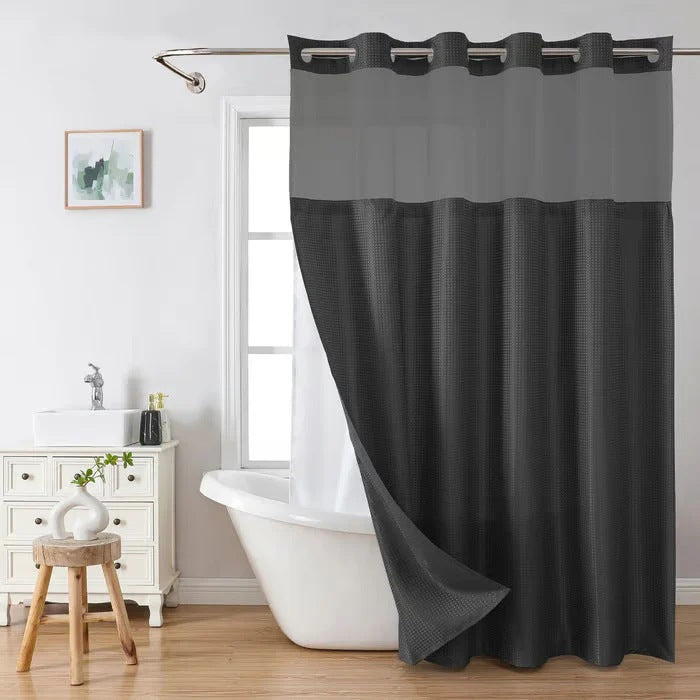 🔥No Hook Shower Curtain with Snap in Liner