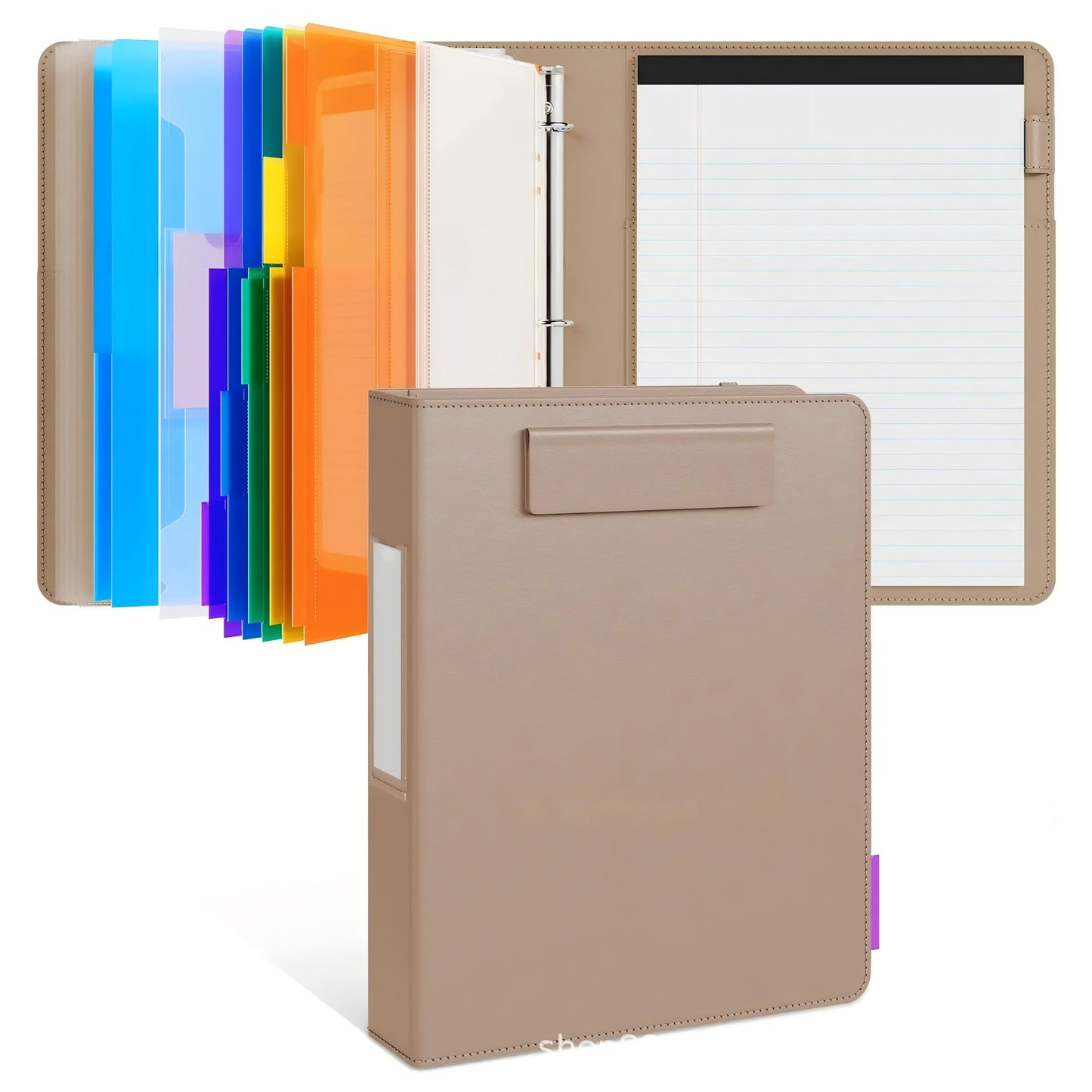 🎖️PU Leather 3-Ring Binder Clipboard with Storage & Magnetic Clip