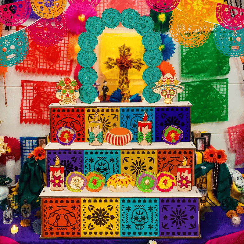 🔥🏵️Day of the Dead Wooden Altar Display Set | 💕Death is not the end of life, forgetting is(📦Buy 2 Free Shipping)