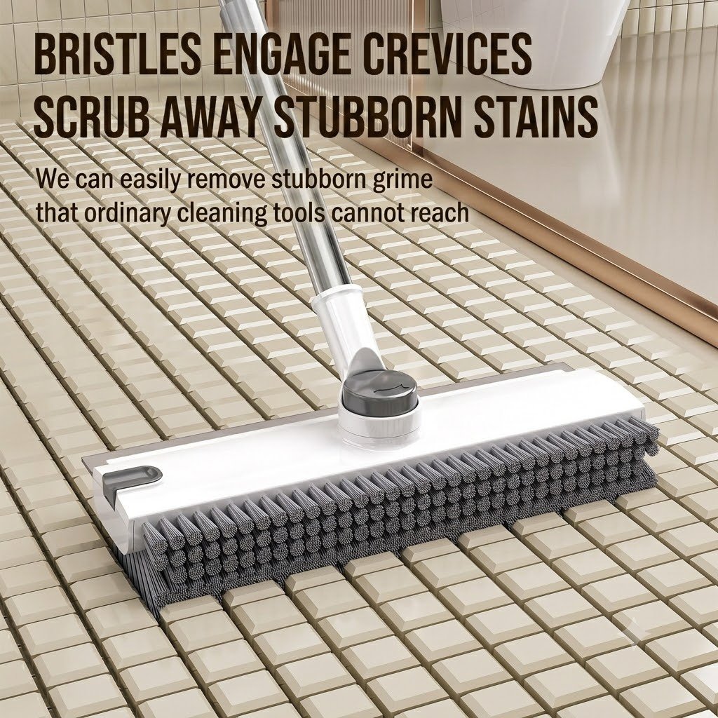🔥3-in-1 Adjustable Floor Scrub Brush – 360° Rotating Cleaning Tool