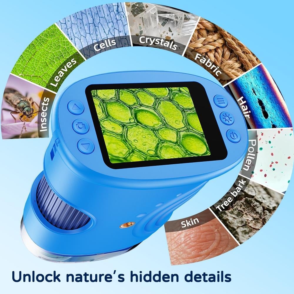 🔥【2026 Upgrade】1000X Handheld Microscope for Kids with 4K 2.0" Screen, Photo & Video Camera