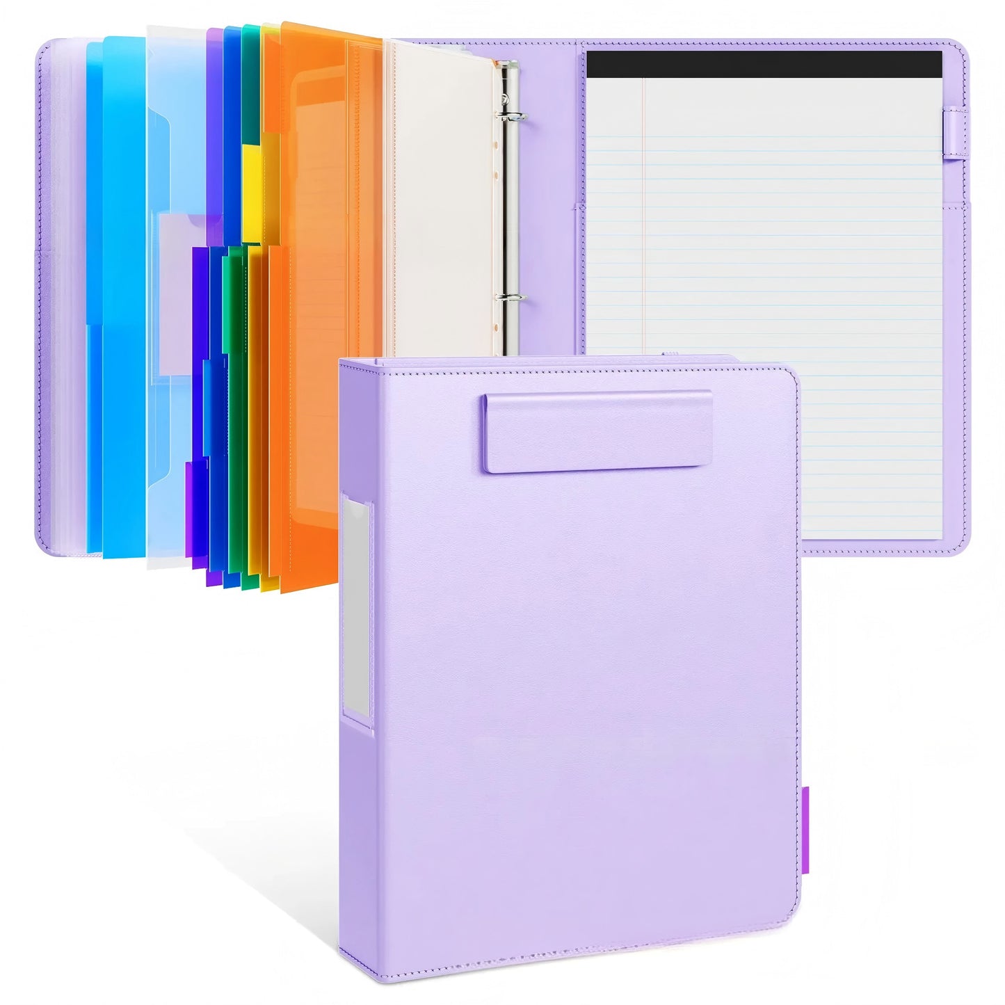 🎖️PU Leather 3-Ring Binder Clipboard with Storage & Magnetic Clip
