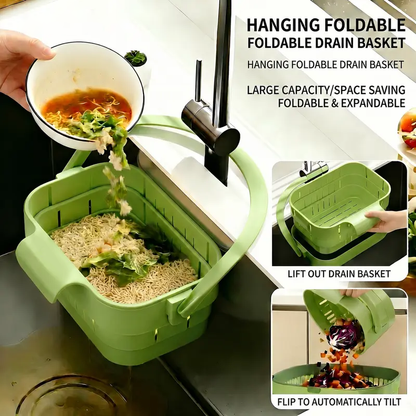 🎖️2 -PACK Foldable Hanging Kitchen Sink Drain Basket