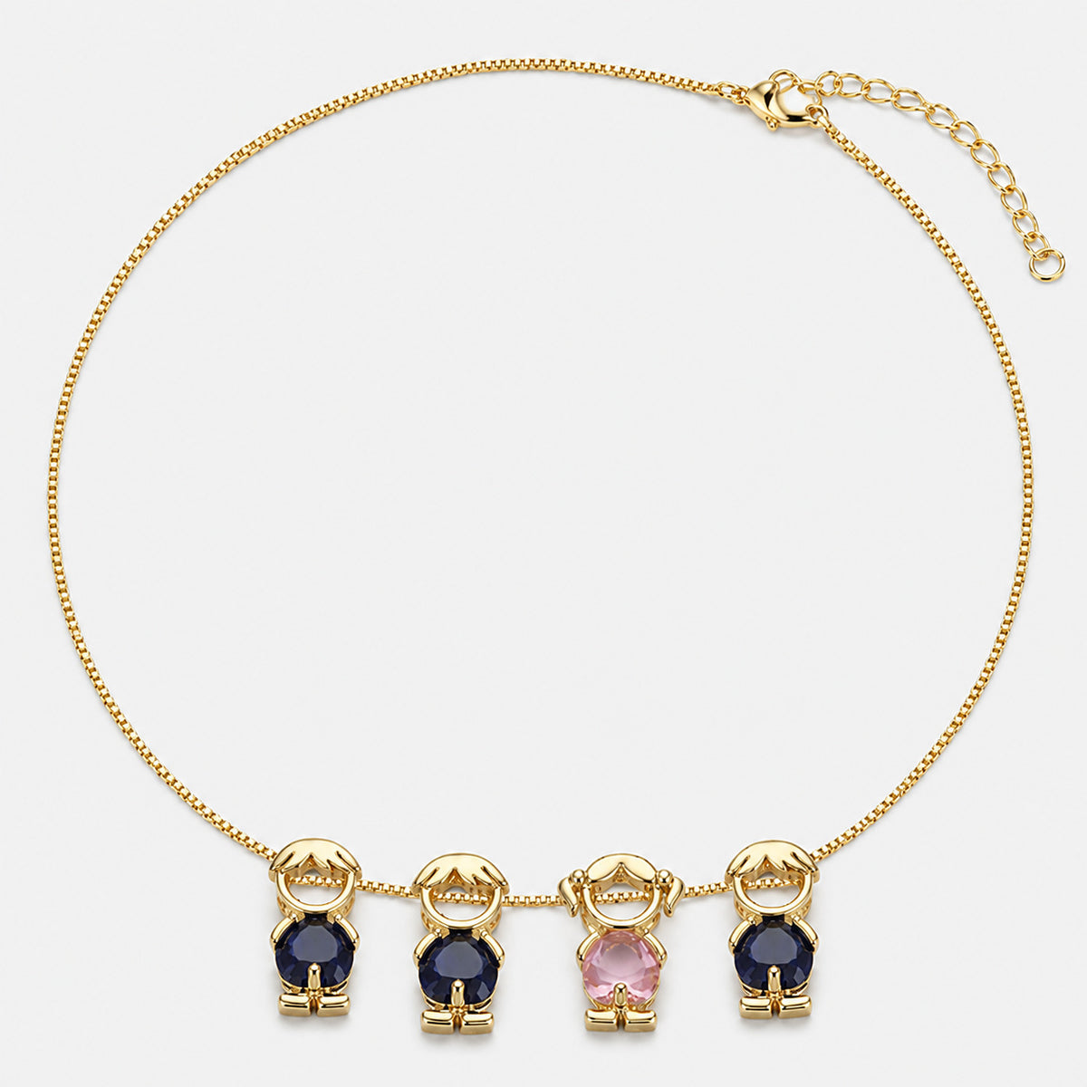 🔥Brass Custom Heart Birthstone Necklace With 1-6 Family Charms