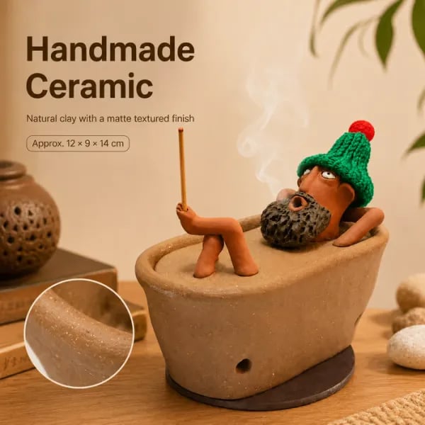 ✨ Lazy Bath Man Incense Burner 🛁🧘