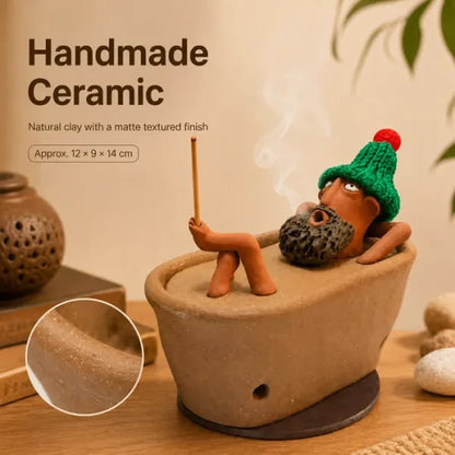 ✨ Lazy Bath Man Incense Burner 🛁🧘