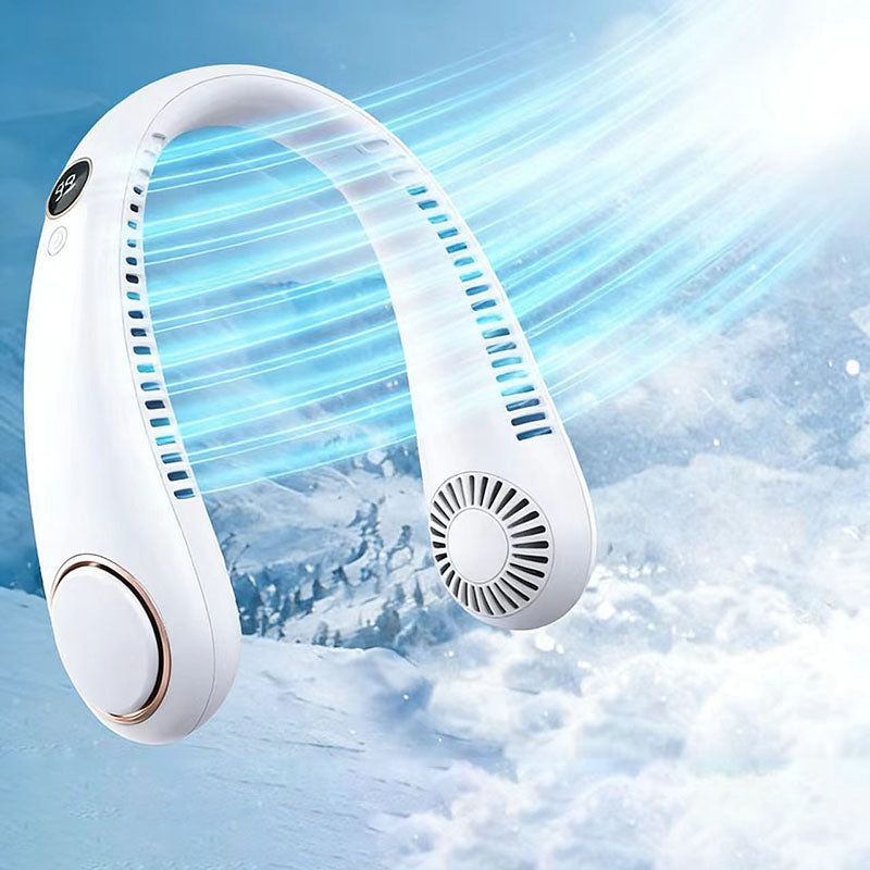 🎖️New Mini Neck Mounted Fan Portable Bladeless Neck USB Rechargeable Air Cooler