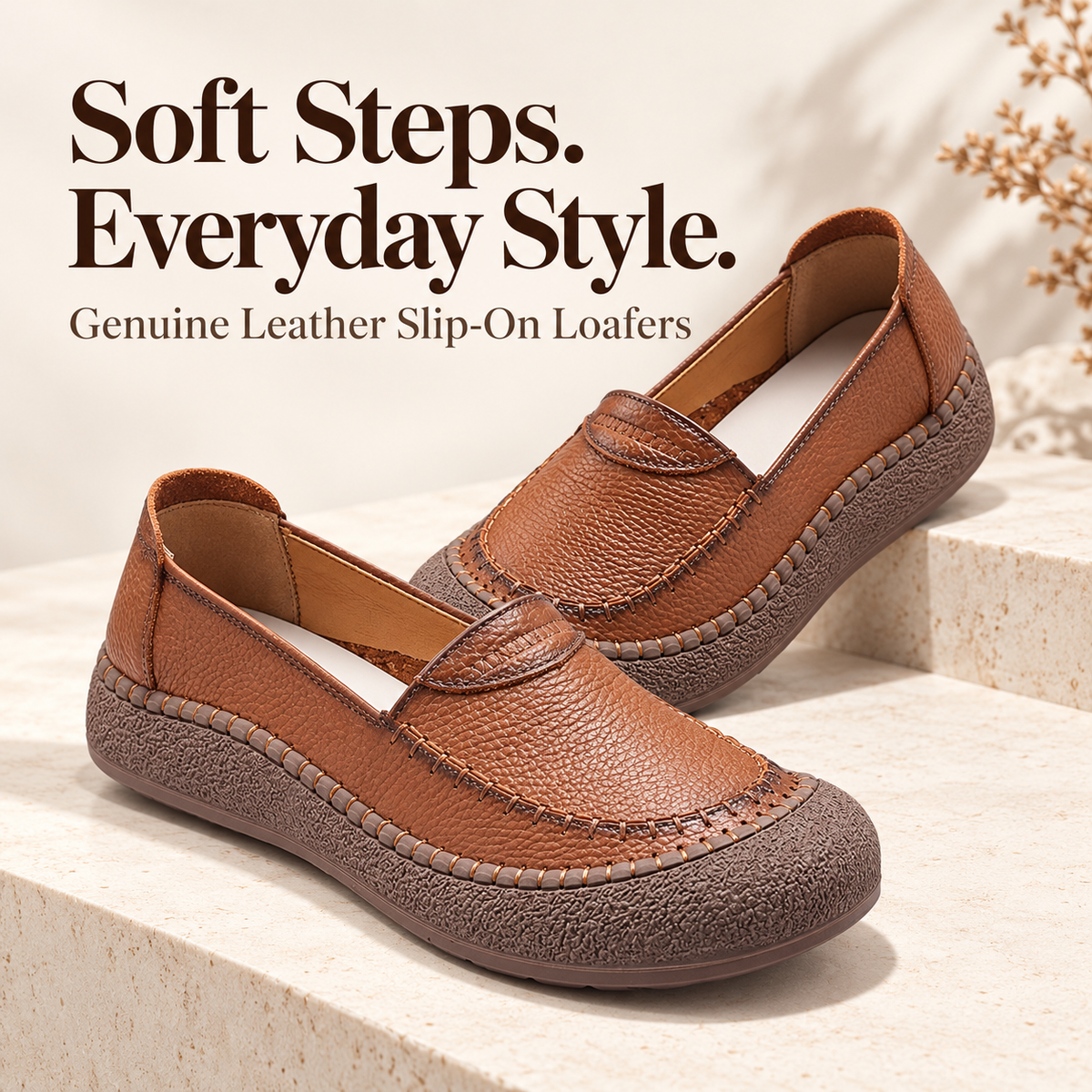 🔥 Women's Genuine Leather Slip On Loafers