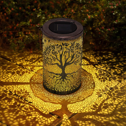 🎖️Solar Lantern Outdoor, Tree of Life Metal Hanging Light Waterproof