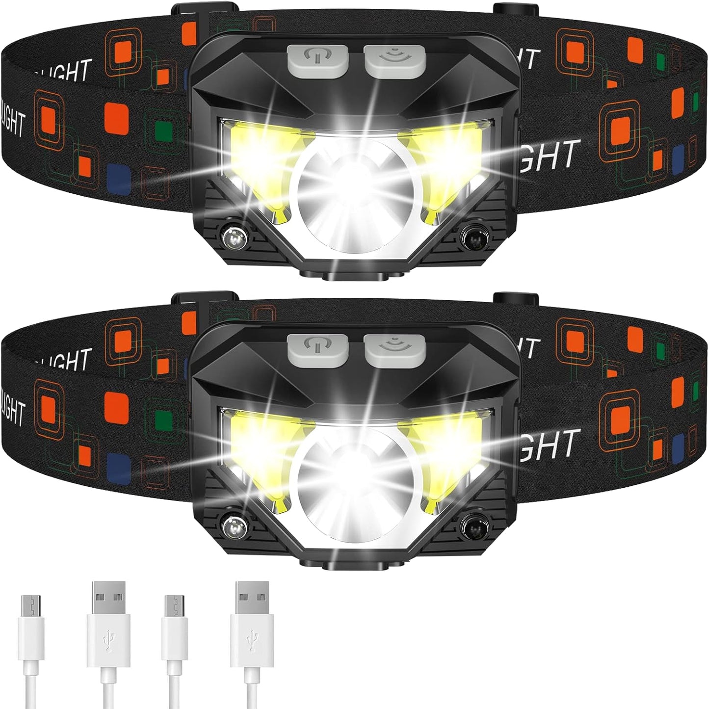 🎖️Headlamp Flashlight, Lumen Ultra-Light Bright LED Rechargeable Headlight with White Red Light