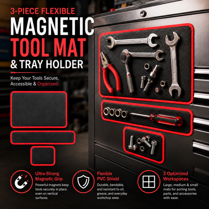 🔥Double-sided Flexible Magnetic Tool Mat & Tray Holder 🛠️🧲
