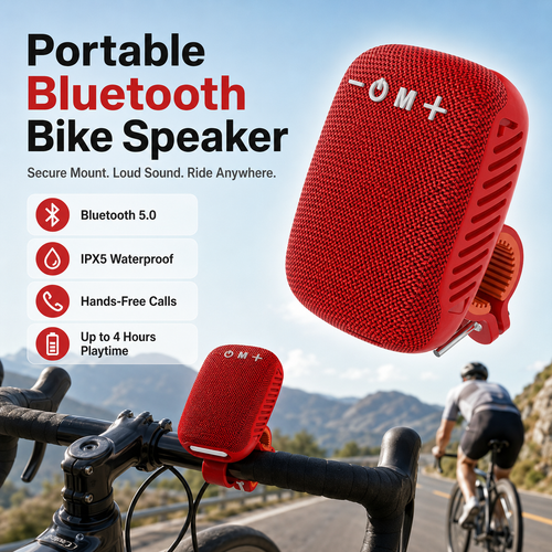 🎖️Portable Bluetooth Speaker for Bike, IPX5 Waterproof Wireless Traveling Bicycle Speakers