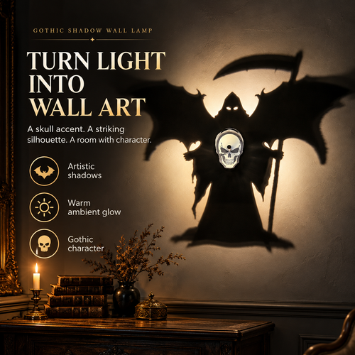 🔥Gothic Skull Shadow Lamp – Turn Light into Wall Art