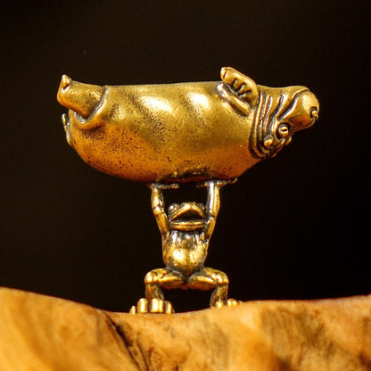 🎖️Reversible Frog & Hippo Sculpture – Solid Brass Whimsical Desk Art