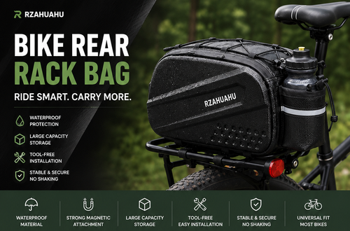 ✨RZAHUAHU Bike Rear Rack Bag, Waterproof Bicycle Trunk Pannier Bag
