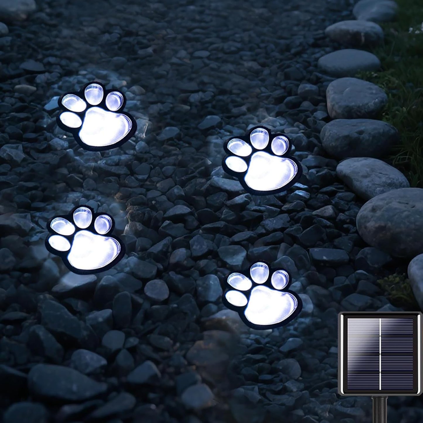 🎖️Paw Print Solar Lights - Set of 4 Pack Dog Animal Lights Waterproof