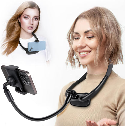 🎖️Neck Cell Phone Holder, Hand Free Flexible Gooseneck Phone Stand for Bed