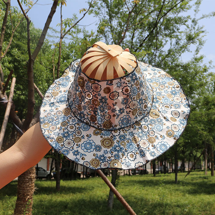 🎖️New Unisex Summer Fashion Bamboo Fan Hat Foldable Bamboos Sun Protection Caps for Outdoor Sports Travel Worker