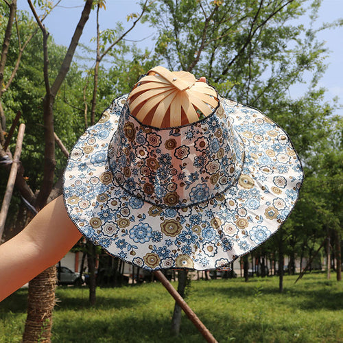 🎖️New Unisex Summer Fashion Bamboo Fan Hat Foldable Bamboos Sun Protection Caps for Outdoor Sports Travel Worker