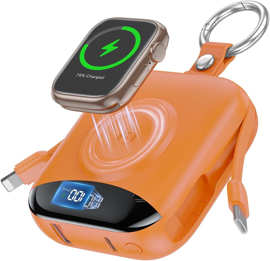 🎖️Portable Charger 10000mAh w/Built-in Cables & iWatch Charger