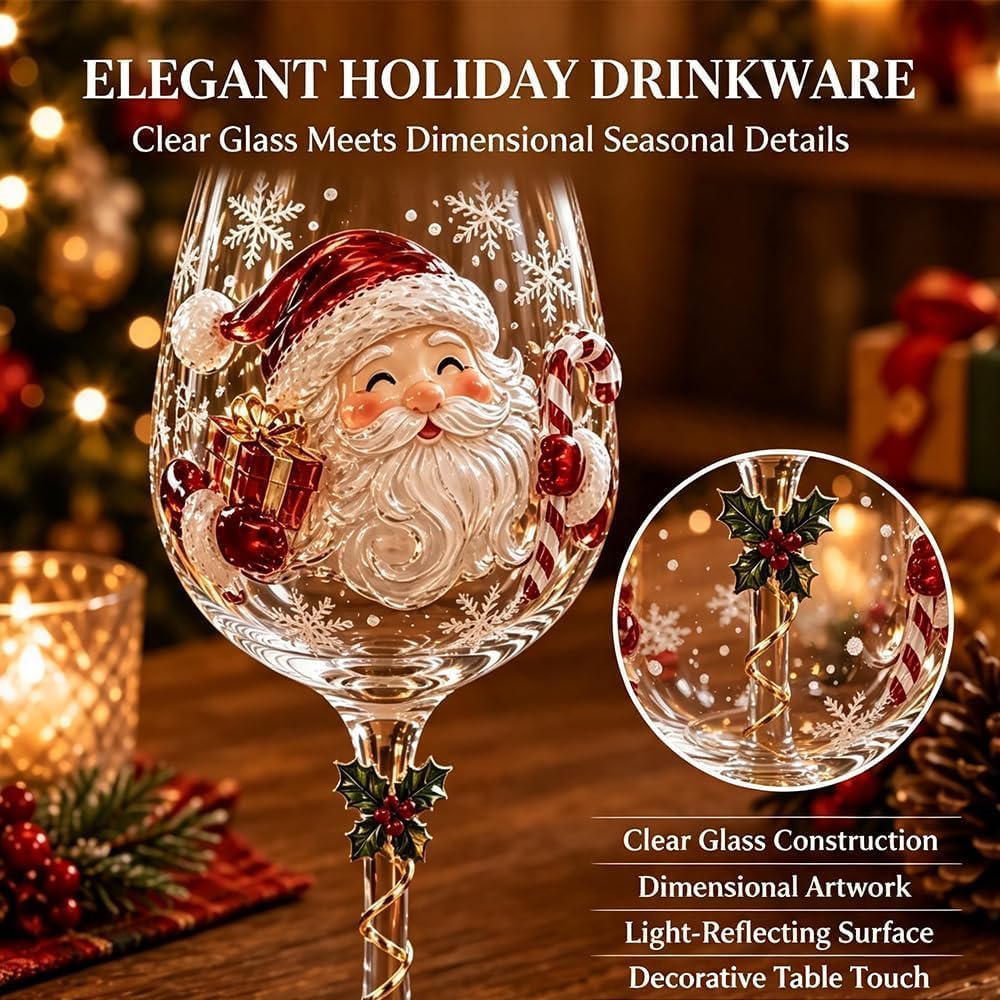 🎖️Christmas Wine Glass Collection Gift Box Set, Santa Christmas Wine Glass