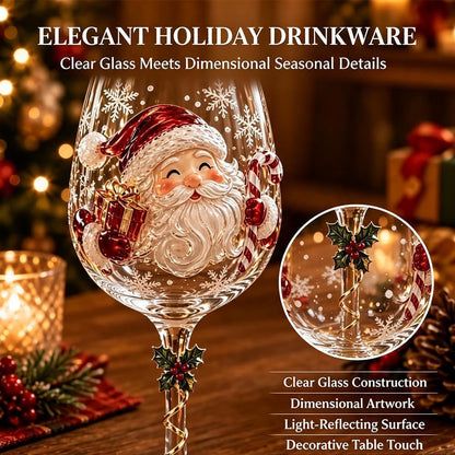 🎖️Christmas Wine Glass Collection Gift Box Set, Santa Christmas Wine Glass