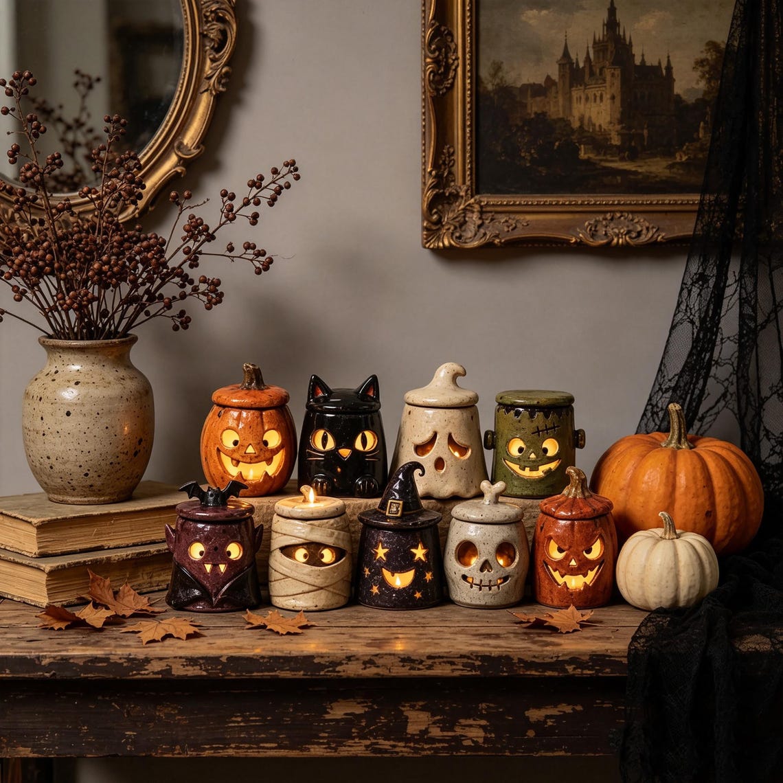 🎖️Monster Tea Light Holder, Handmade Ceramic Halloween Candle Holder
