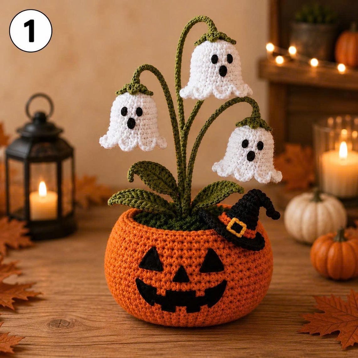🎖️Crochet Halloween Pumpkin Ghost Pot, Spooky Pumpkin Decor