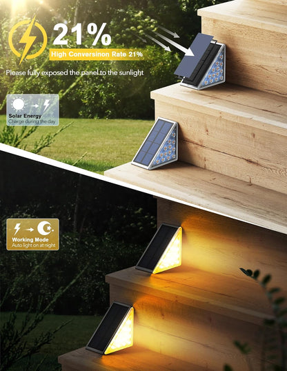 🎖️LED Solar Step Lights Waterproof Outdoor Stair Lights