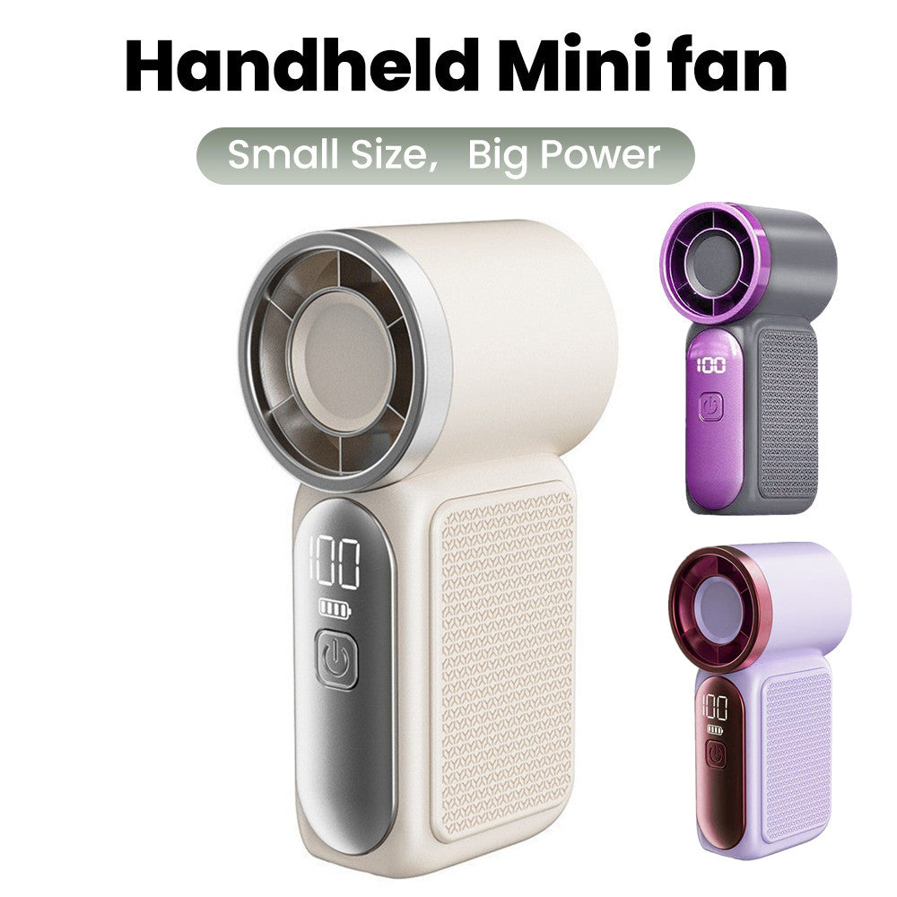 🎖️Portable Handheld Mini Fan 5 Speed Adjust Type c Rechargeable Fan Digital Display Desktop Fan Outdoor