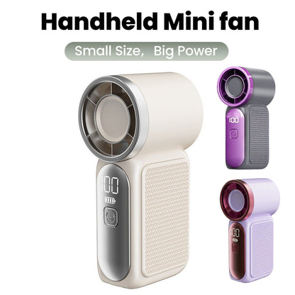 🎖️Portable Handheld Mini Fan 5 Speed Adjust Type c Rechargeable Fan Digital Display Desktop Fan Outdoor