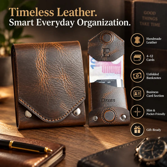 🎁Vintage Handmade Leather Wallet With Business Card Holder