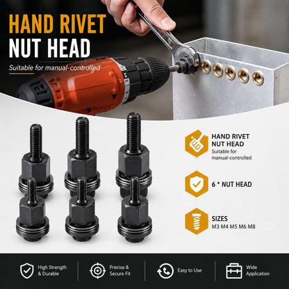 ✨Limited Time 50% Off✨Head Rivet Nut Tool, M3 M4 M5 M6 M8 M10 Rivnut Kit